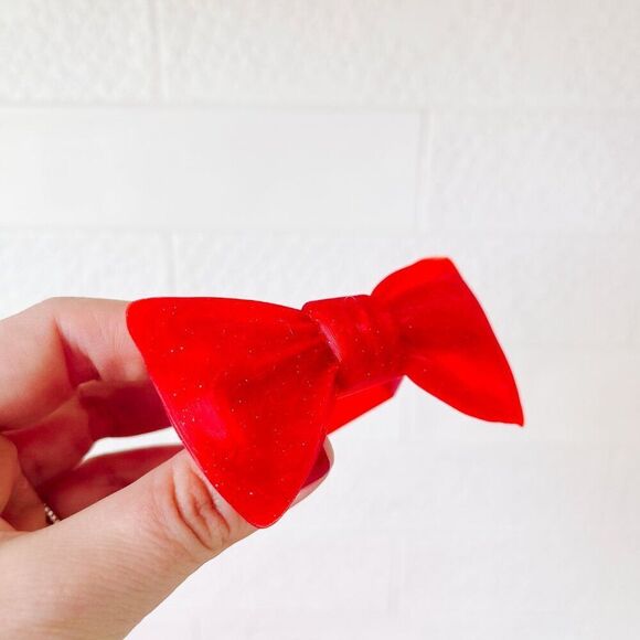 Stylish Bow Napkin Rings – Red Glitter - Handmade - Wedding Party Event Planner - Picture 2 of 13